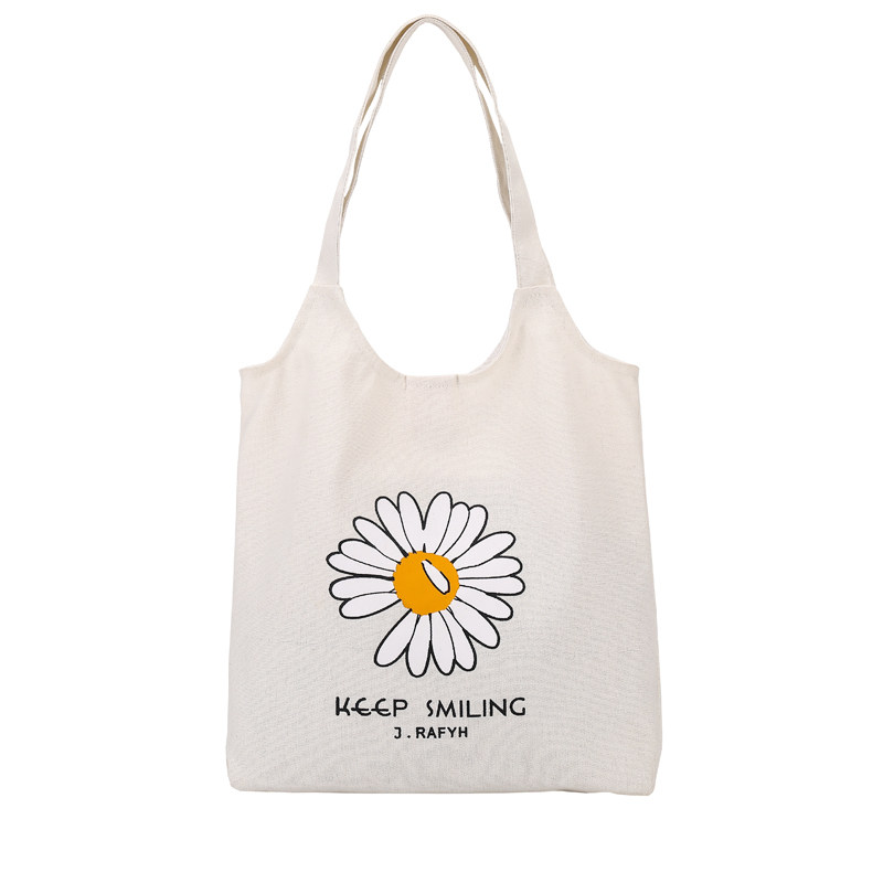 小雏菊女单肩手提包韩版简约帆布包 京都优尚 轻复古女包女士包袋