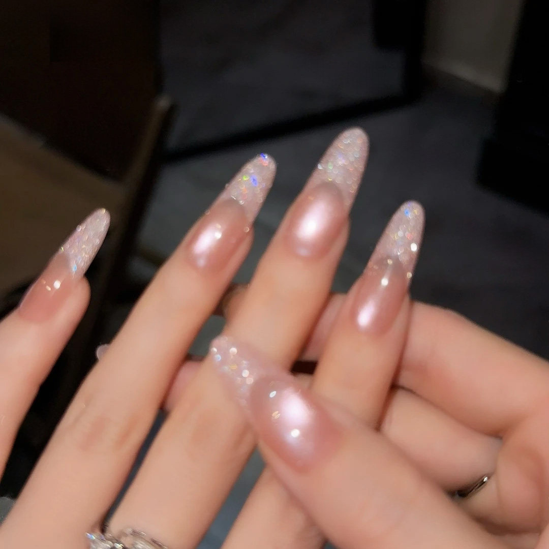 2025年新款海盐玫瑰爆闪美甲显白网红穿戴甲纯手工高级感短款新娘,淘宝优惠券,粉丝福利购,淘宝优惠卷