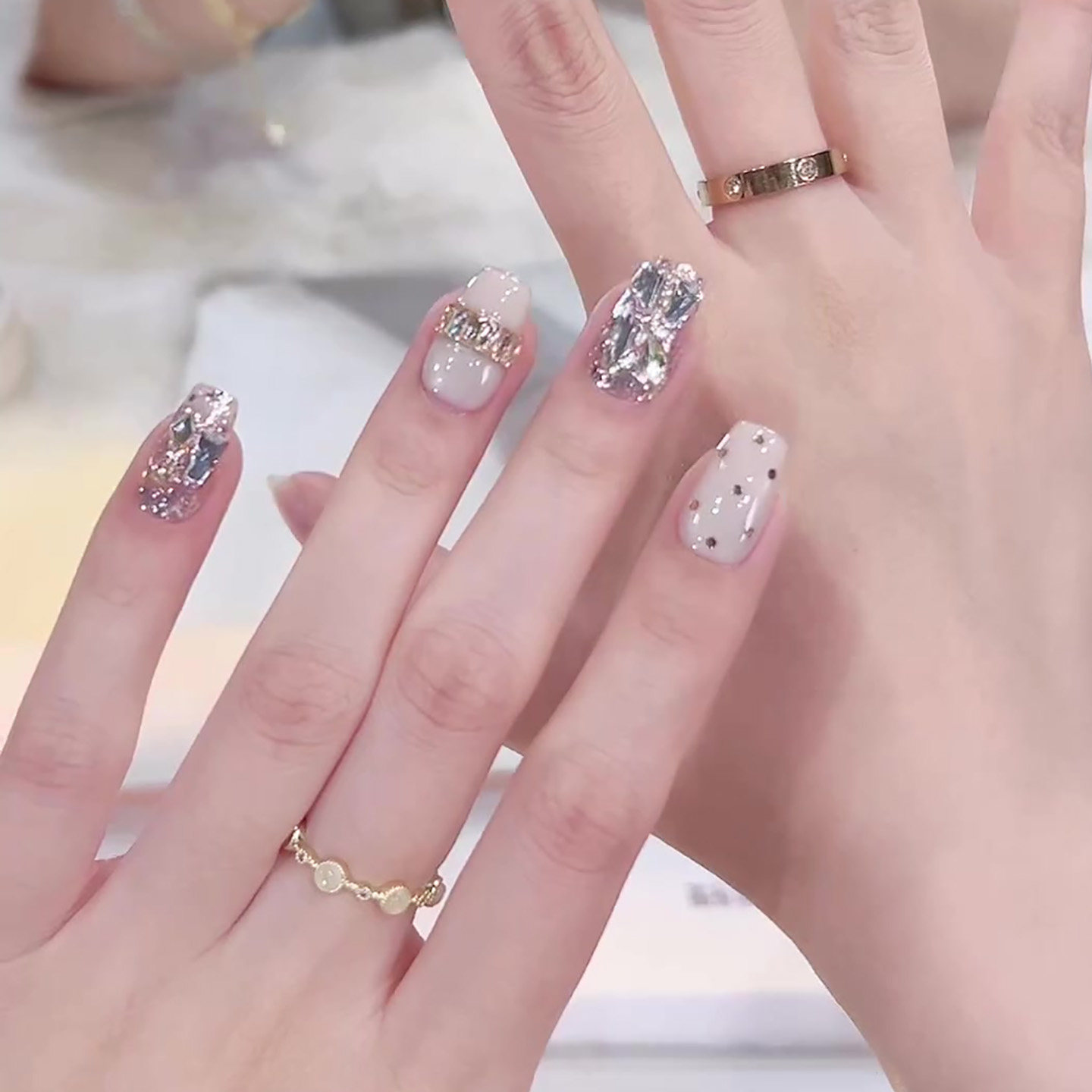 2026年新款嫩豆腐白猫眼显白网红美甲穿戴甲纯手工高级感短款,淘宝优惠券,粉丝福利购,淘宝优惠卷