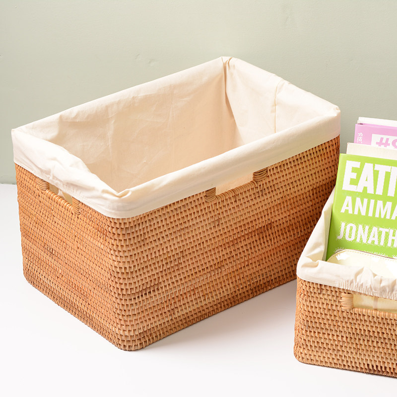 越南藤编客厅手提收纳盒筐篮整理箱玩具图书茶几桌面手工日式简约,淘宝优惠券,粉丝福利购,淘宝优惠卷