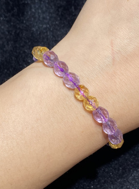 天然紫黄晶随形刻面手串时尚百搭