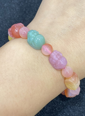 天然盐源貔貅手串时尚小清新