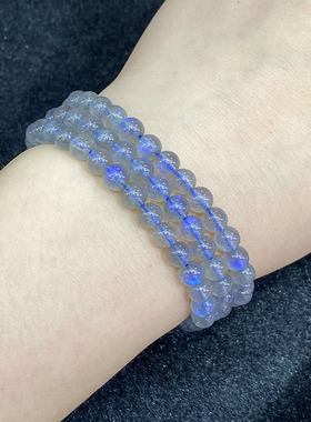 天然灰月光三圈手串时尚小清新