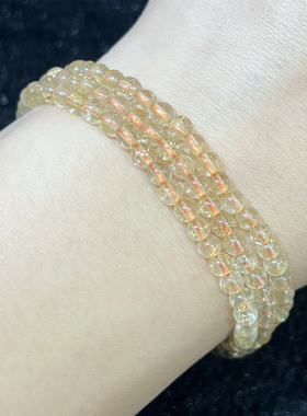 天然黄发晶三圈手串时尚小清新