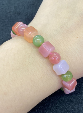 天然盐源玛瑙方糖手串时尚小清新