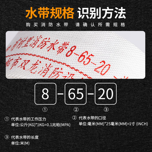 消防水带65国标水枪专用水袋20米水管防火栓软管水龙25米2.5寸8型-图1