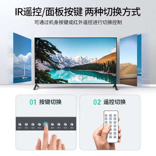 迈拓维矩 MT-SW091C 9口4K高清hdmi画面分割器无缝切换分屏器六八九进一出画面分屏游戏搬砖多电脑共享显示屏 - 图2