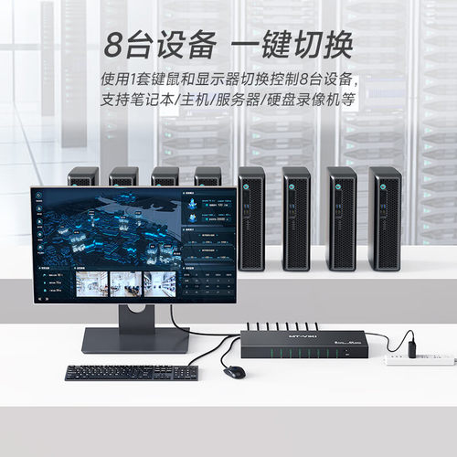 迈拓维矩MT-0801HK 8口高清KVM切换器8进1出HDMI电脑服务器笔记本监控硬盘录像机共享usb键盘鼠标显示器切屏 - 图0