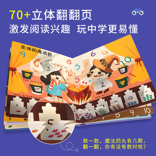 我会认数字儿童3d立体书 小眼睛看大世界翻翻书幼儿早教撕不烂绘本2-6岁 宝宝两岁益智数学启蒙早教玩具图书0-3岁低幼认知揭秘书籍 - 图1