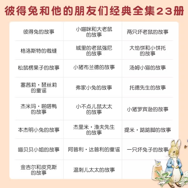 【禮盒裝】彼得兔的故事全集23冊 彼得兔和他的朋友們繪本兒童繪本3-6-8-10歲童話故事非注音一二年級讀小學生課外閱讀比得兔故事_閱森林圖書旗艦店_書籍/雜志/報紙