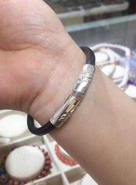 银饰无节情侣鸡血藤手镯定制