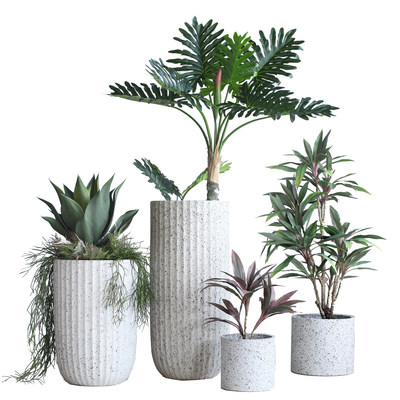 西西里北欧植物花盆大型落地玻璃钢石纹花器室内户外酒店商场摆设 虎窝淘