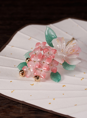 芳菲令 新中式热缩花簪古风盘发汉服发饰发簪原创设计国风步摇钗