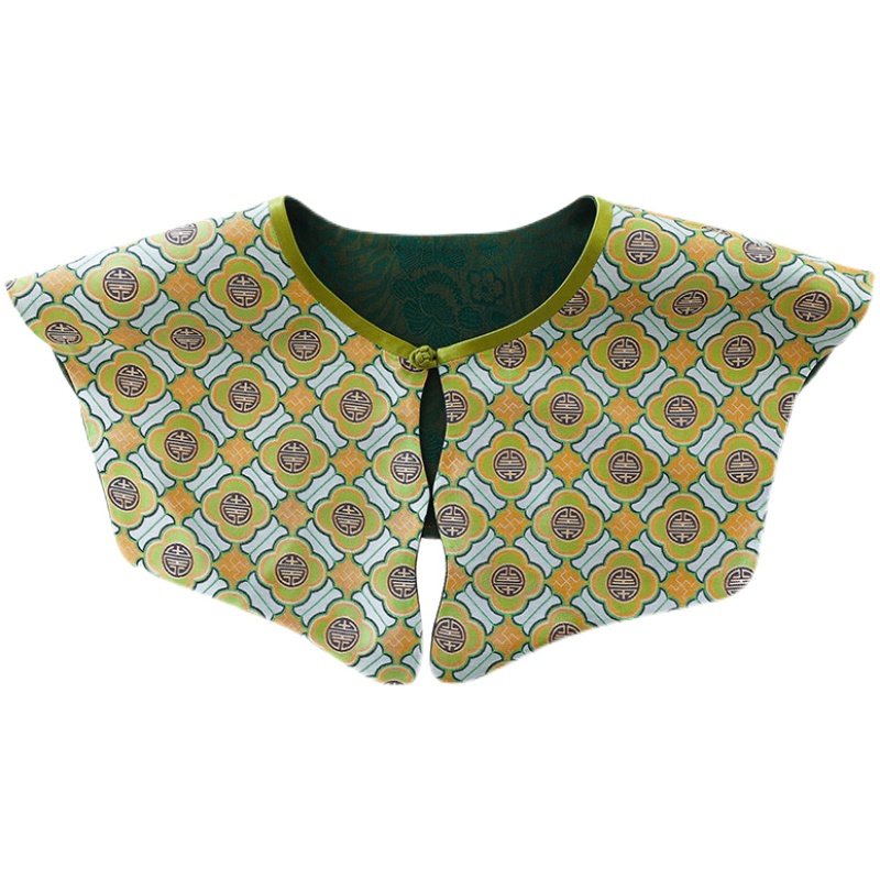 NS885秋季宋锦真丝披肩盘扣复古云肩纸样 新款盛装饰品马甲定制图,淘宝优惠券,粉丝福利购,淘宝优惠卷