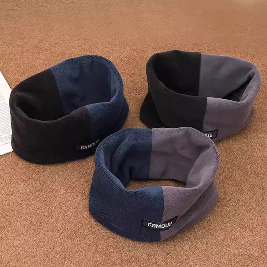 秋冬季2025新款拼色保暖围脖女百搭男女同款遮脸面罩脖套防风围巾