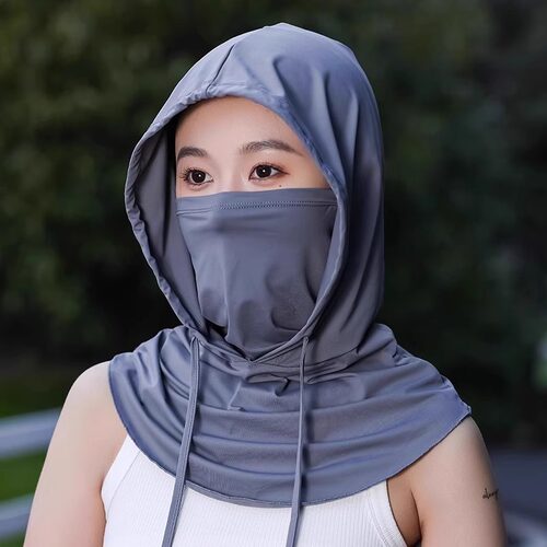 防晒面罩女夏季全脸2026新款冰丝防紫外线开车骑行护颈一体防晒帽 - 图3