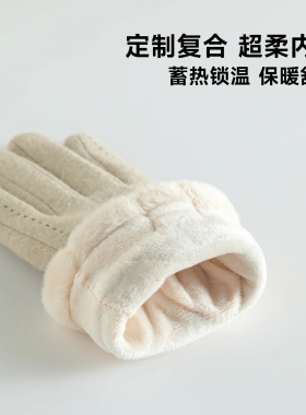秋冬羊毛加绒加厚防风保暖手套女