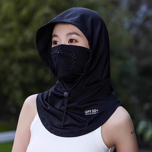 防晒面罩女夏季全脸2026新款冰丝防紫外线开车骑行护颈一体防晒帽 - 图1