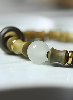 节节高升绿檀香木竹节手链