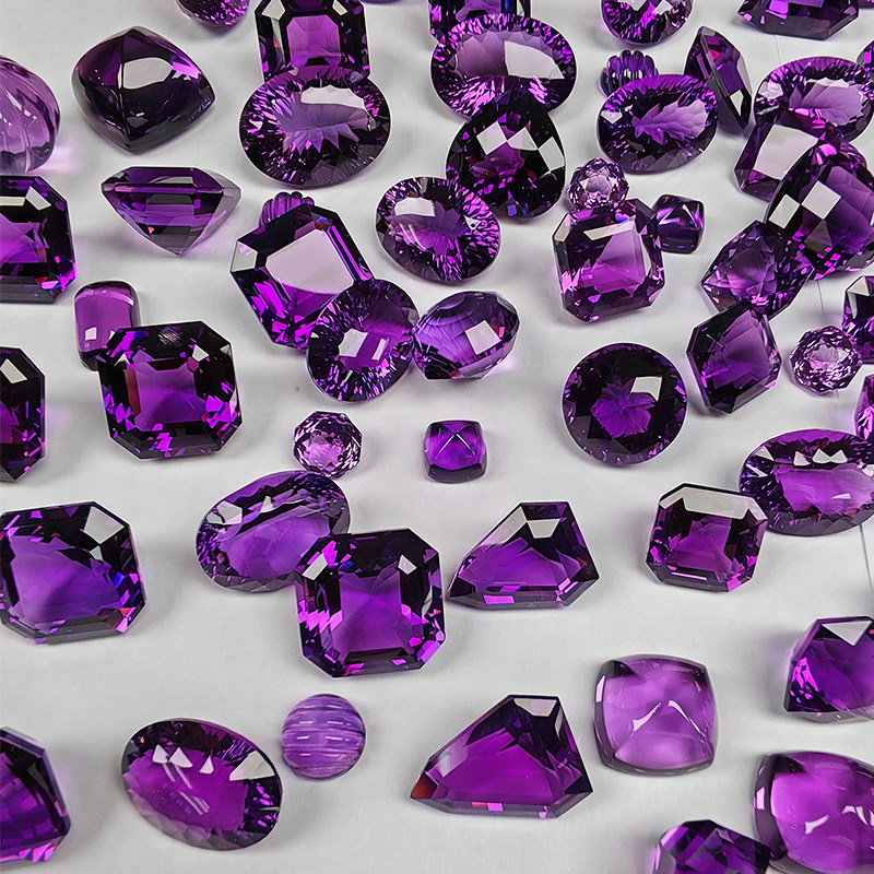 Heart Shaped Amethyst Pineapple Lattice Cut Large Loose Stone