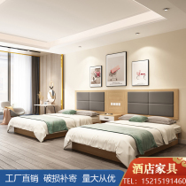 Hotel Furniture Hotel Bed Punctuator single shoulder full set of custom minimalist accommodation apartments Single double bed rental room bed