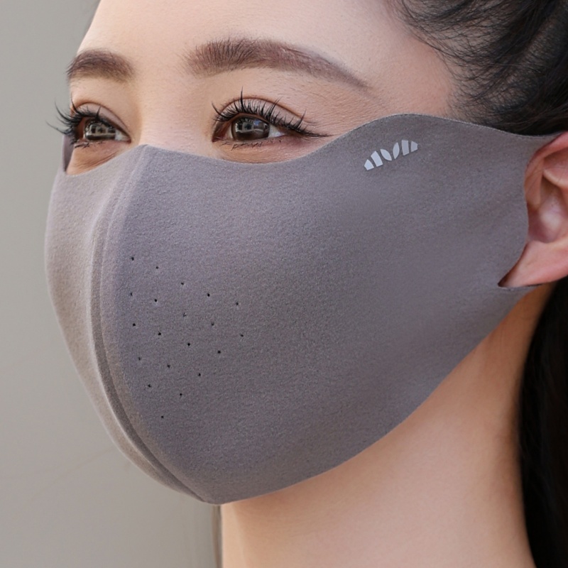 保暖口罩秋天立体鱼骨暖绒透气纯色骑行防寒防尘防晒加宽面罩男女 - 图1