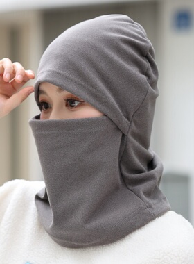 围脖一体帽子加绒防风男女秋冬季