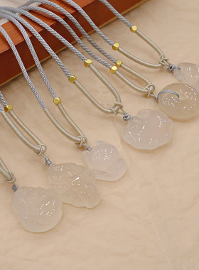 天然玉髓狐狸葫芦吊坠项链天然平安锁项链新中式国风平安扣项链