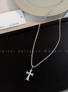 925银女十字架嘻哈项链