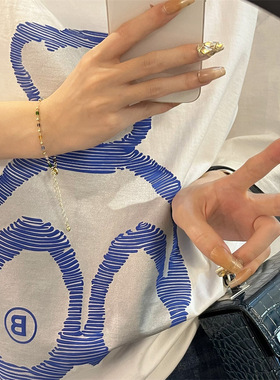 彩色水晶串珠手链女ins小众设计感夏季2022新款手饰花朵配饰