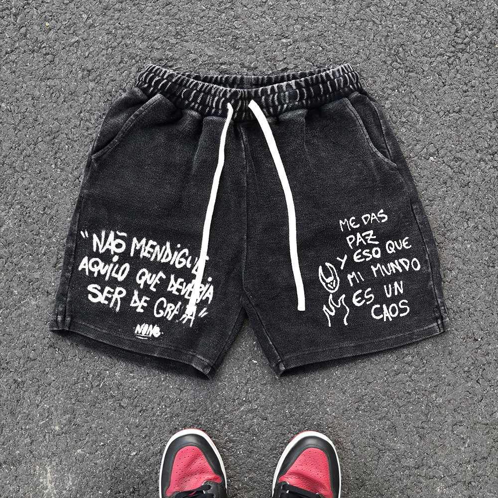 450克做旧抓毛 复古vibe小众oversize高街休闲阔腿短裤五分裤中裤,淘宝优惠券,粉丝福利购,淘宝优惠卷