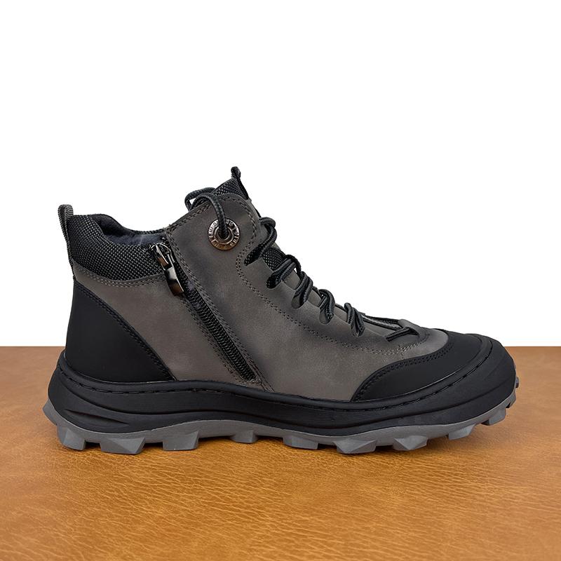 羊毛棉鞋男冬季新款高帮皮毛一体雪地靴防滑运动休闲加绒保暖棉靴 - 图2