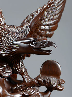 黑檀实木雕刻老鹰摆件客厅