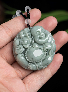 天然缅甸玉石佛公吊坠送朋友礼物