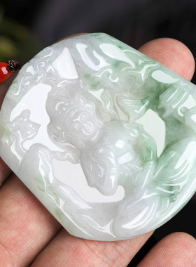 天然缅甸a货翡翠阳飘花山水度母