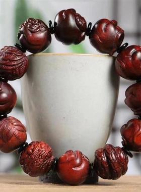 吉祥】印度小叶紫檀雕刻十二生肖手串男女本命转运珠本命年佛珠高