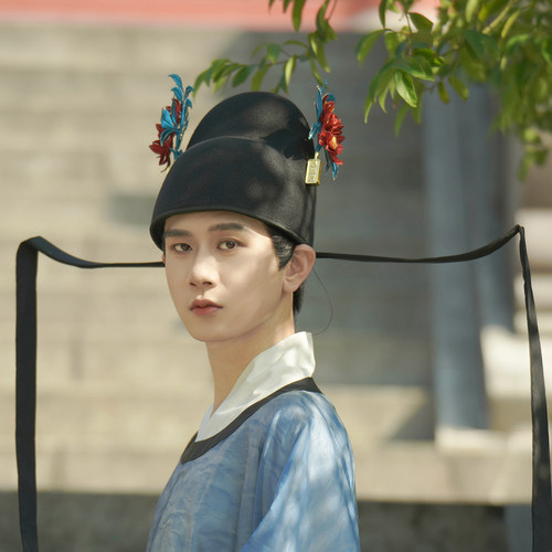 乌衣巷进士巾明制汉服帽子男簪花进士帽真丝缠花绒花进士及第冠帽 - 图2