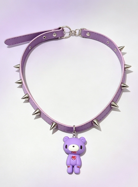 日漫周边暴力熊血粉熊gloomy bear周边挂件服饰配饰颈链皮质牟钉