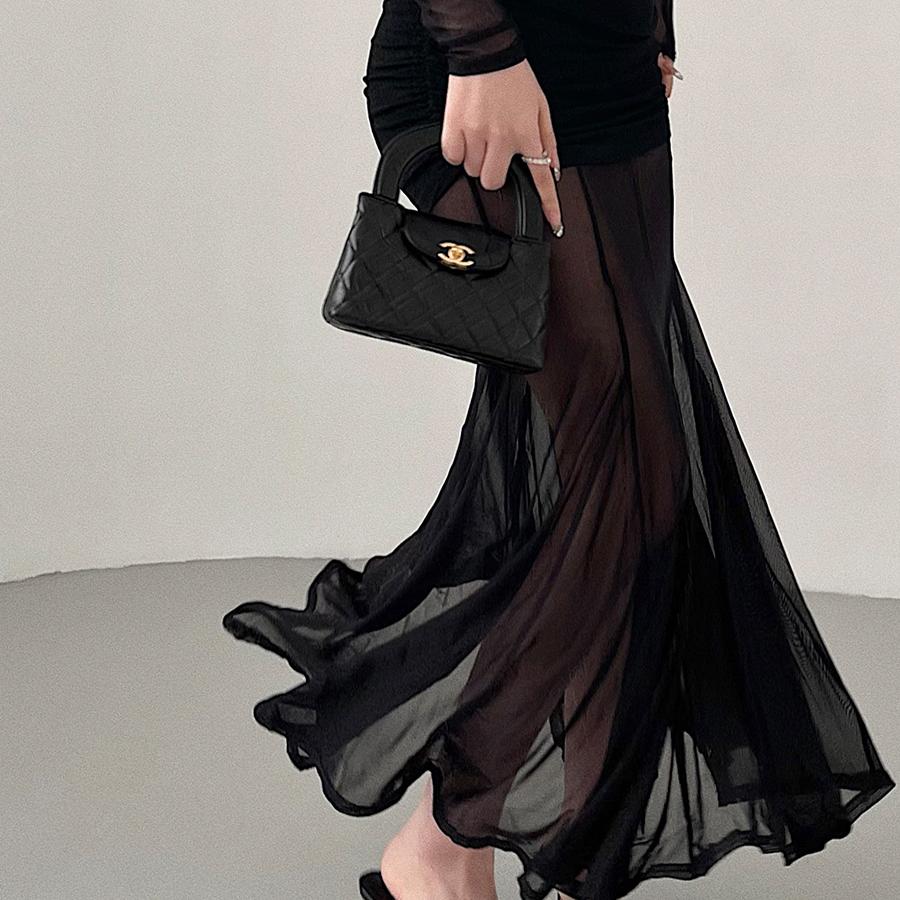 YoungGirlDay步步生莲纯欲风网纱拼接褶皱收腰包臀鱼尾连衣裙长裙 - 图0