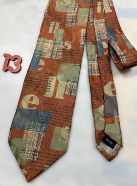 vintage印花色织丝中古古着领带