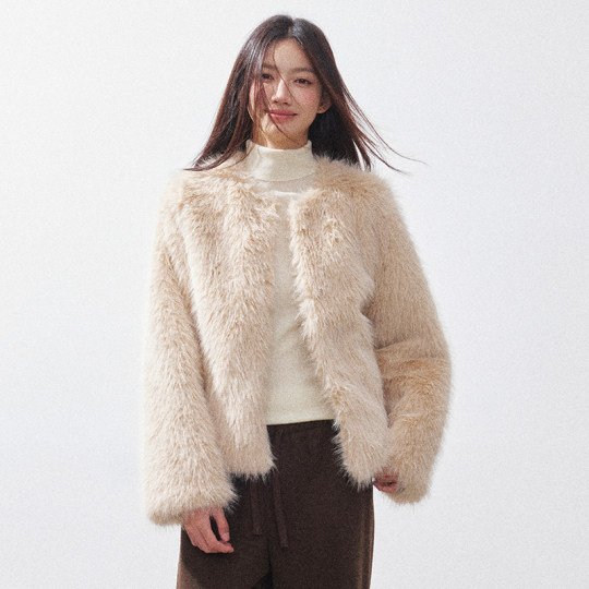 RPB BRAND fashionable retro eco-friendly fur all-in-one round neck short fur winter coat