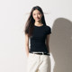 RPB BRAND simple fashion texture commuting slim elastic right shoulder slim waist basic short-sleeved T-shirt top