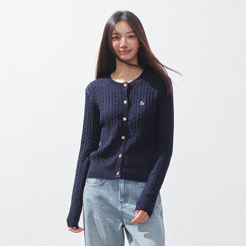 RPB BRAND简约风麻花针织开衫女秋季新款宽松慵懒风毛衣外套 - 图1
