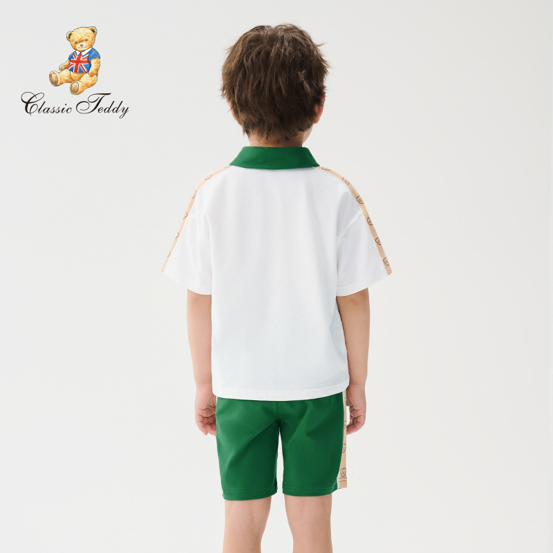 精典泰迪2023童套装儿童短袖短裤中小童夏季薄款两件套夏装衣服 - 图2