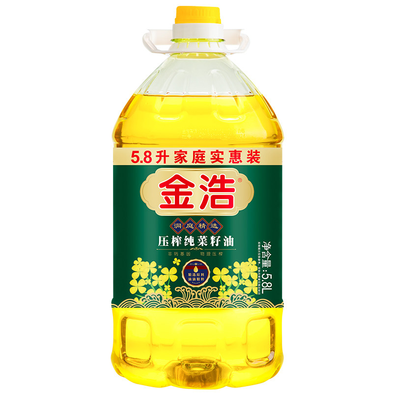 【日期新】金浩压榨纯菜籽油非转基因一级物理压榨食用油5.8L,淘宝优惠券,粉丝福利购,淘宝优惠卷