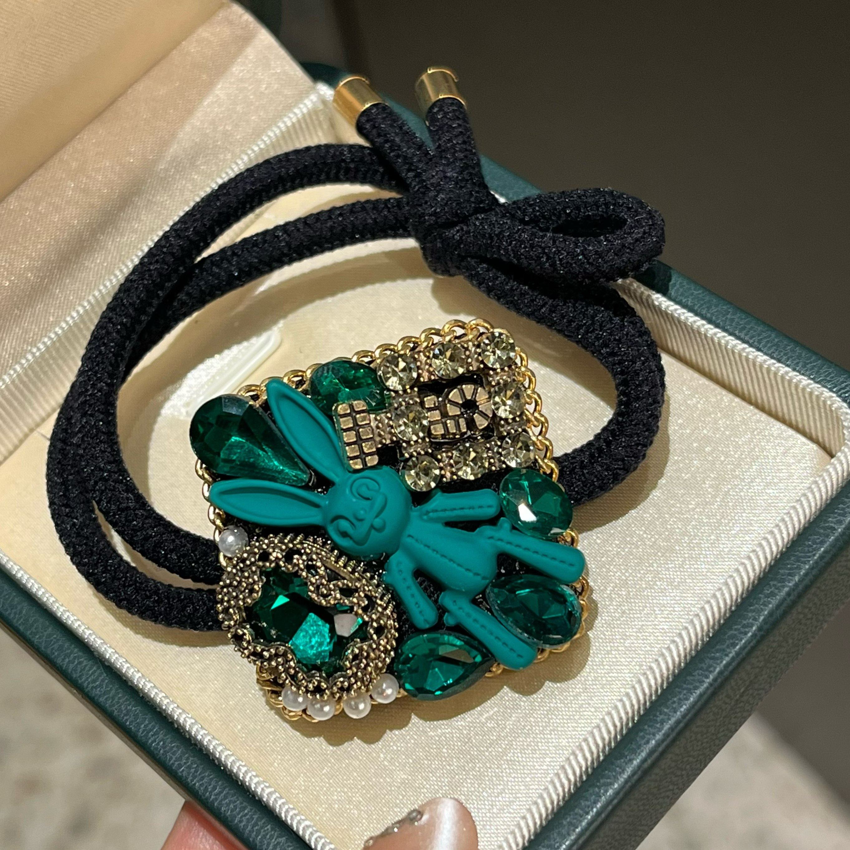 铜合金 1121复古绿色精致兔子发圈,淘宝优惠券,粉丝福利购,淘宝优惠卷