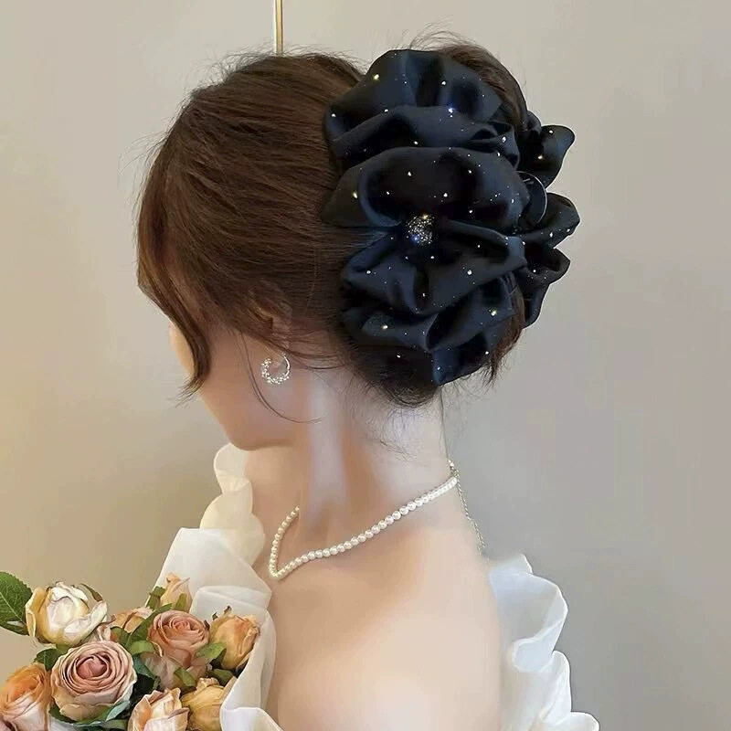 黑色大号网纱蝴蝶结抓夹女2025新款高级感发夹后脑勺鲨鱼夹子头饰,淘宝优惠券,粉丝福利购,淘宝优惠卷