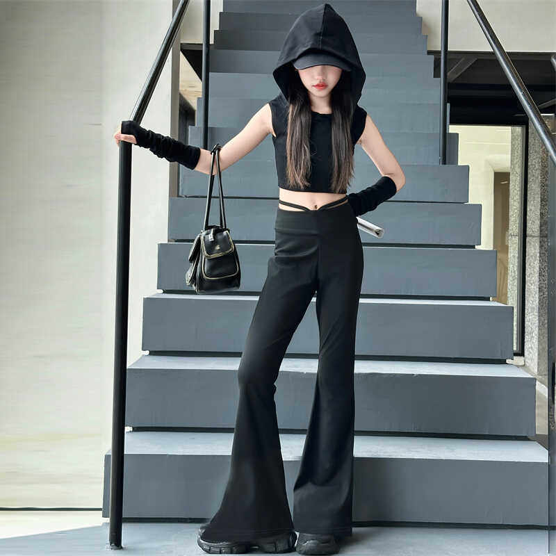 女大童童装潮酷女童废土风连帽上衣显瘦喇叭裤爵士舞演出两件套潮,淘宝优惠券,粉丝福利购,淘宝优惠卷