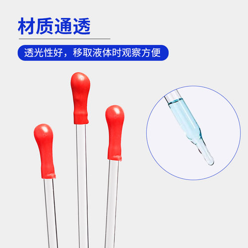 玻璃滴管乳胶帽红皮头滴管滴管帽盒装直形玻璃滴管110/160/200mm - 图2