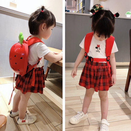 Защитная мультяшная клубника, детский японский милый вместительный и большой рюкзак для детского сада, анти-потеряшка